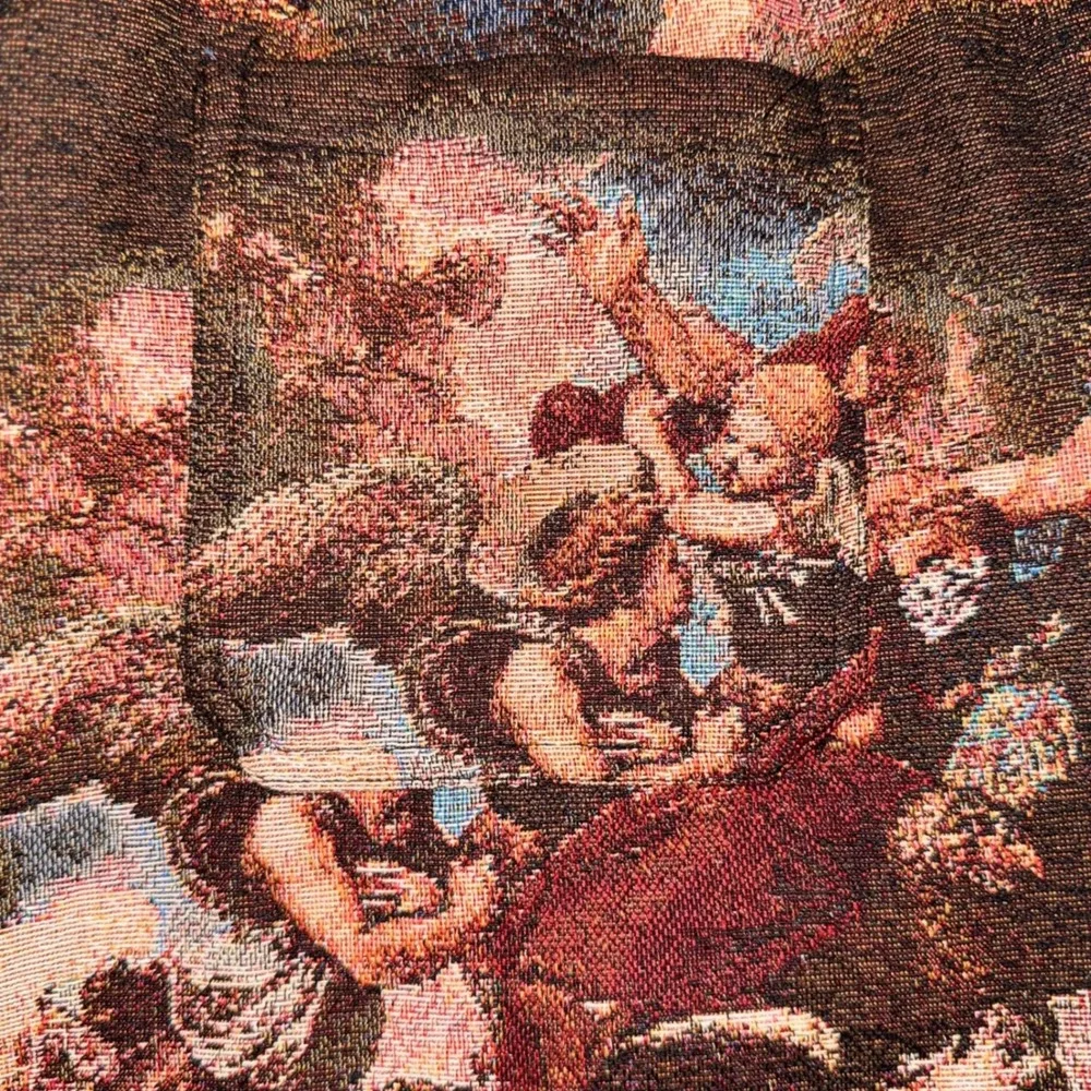 Reason Tapestry Shorts Mens XL Brown Multi Renaissance Art Graphic Woven New
